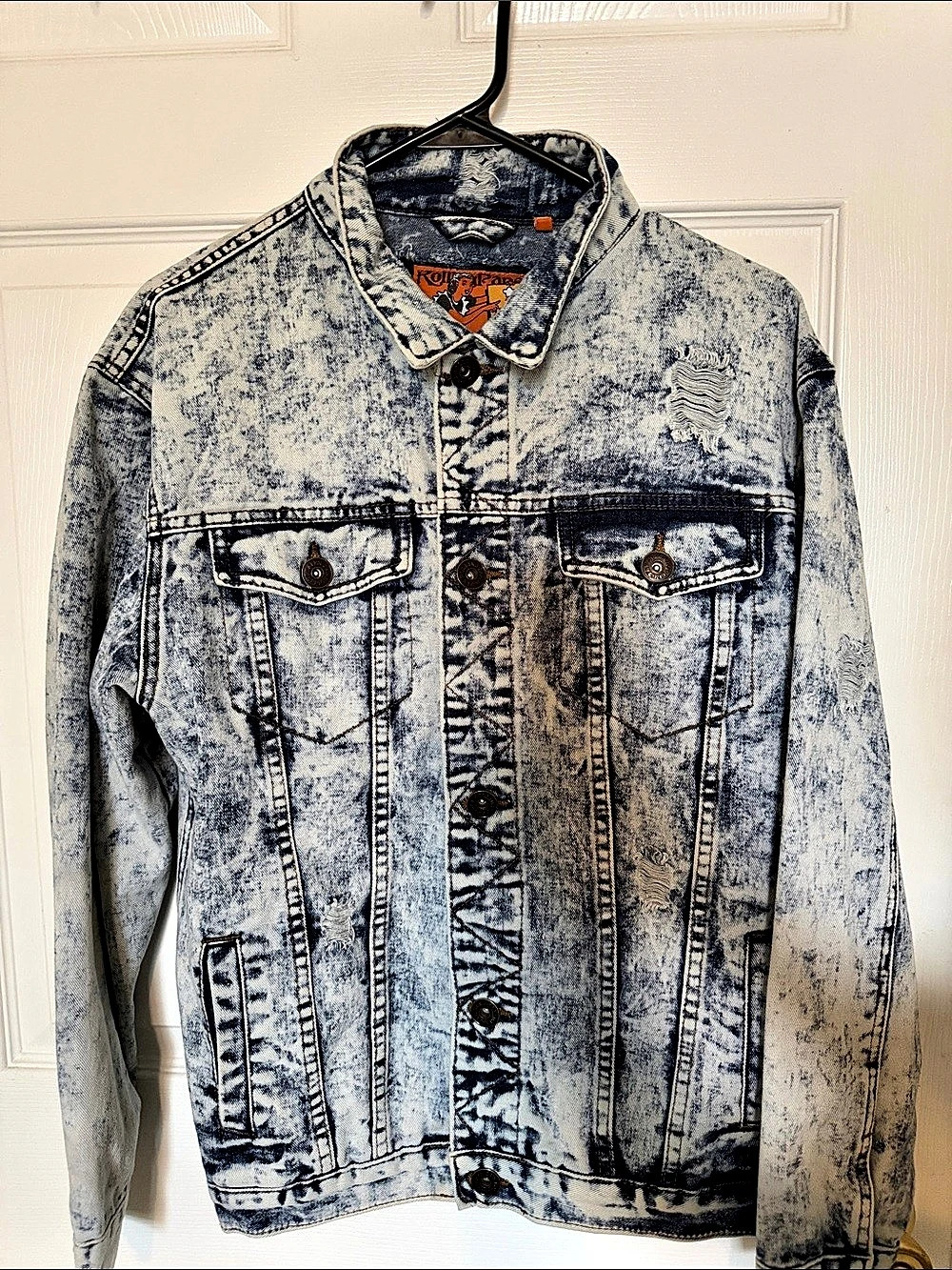 Acid Wash Denim Jacket in Blue